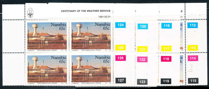 Namibia - 1991 - Centenary of Weather Services - set of 4 ctrl blks of 4 mint unhinged . SACC 31-39