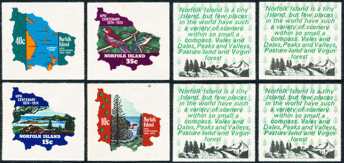 Norfolk Island - 1974 - Centenary of U.P.U. - set of 4 self adhesive stps mint unhinged . SG 158-161