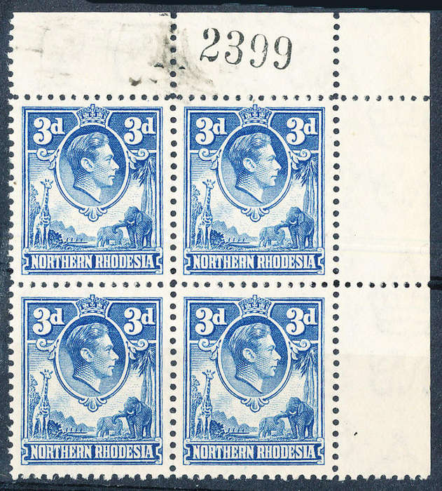 Northern Rhodesia - 1938-52 - Geo 6 - 3d ultra sheet no blk of 34 mint unhinged . SG 34 .