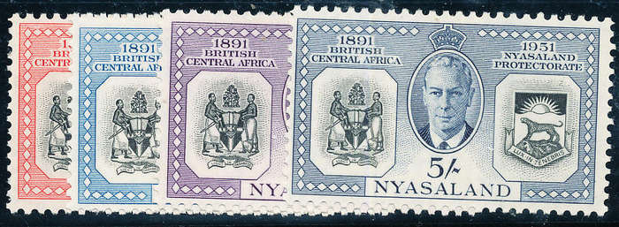 Nyasland - 1951 - Diamond Jubilee - set of 4 mint hinged . SG 167-170 .