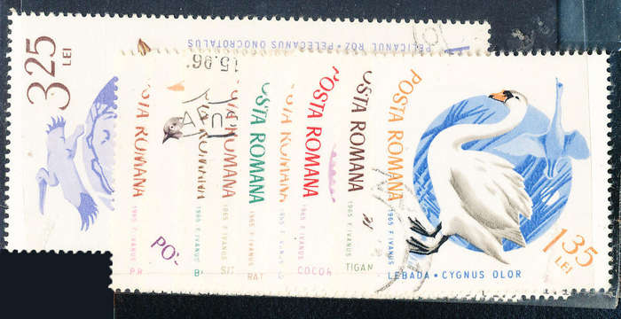 Romania - 1965 - Migratory Birds - set of 10 fine used . SG 3302-3312 .