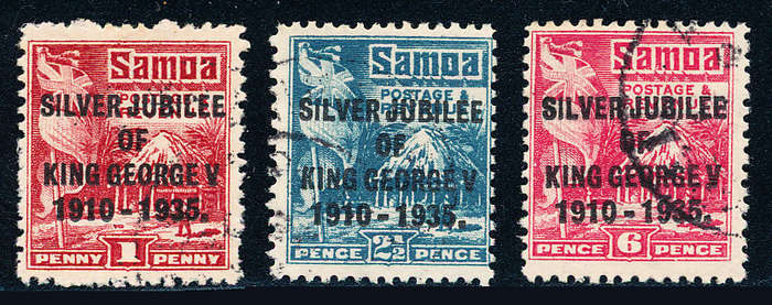 Samoa - 1935 - Silver Jubilee - set of 3 fine used . SG 177-179 .