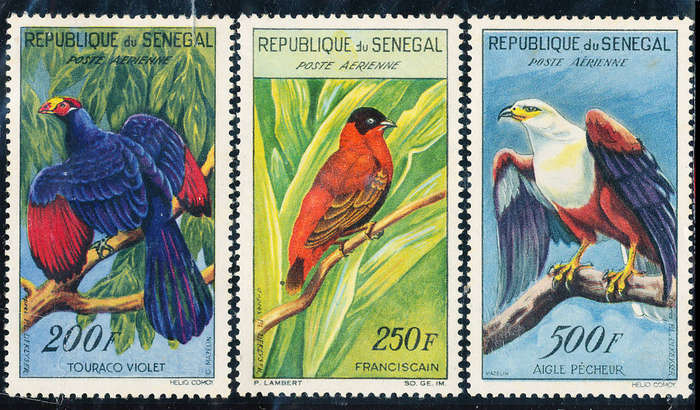 Senegal - 1960 - Air (Birds) - 200F, 250F, 500F mint hinged odd imperfection on gum . SG 236-238 .