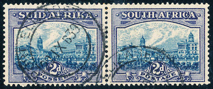 South Africa - 1933 - 1948 - 2d blue & violet fine used horiz pair . SACC 58 .