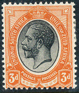 South Africa - 1913 - Geo V - 3d black & orange mint hinged . SACC 7 .