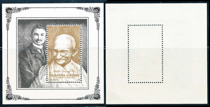 South Africa - 1995 - Gandhi - R1-40 m/sheet mint unhinged . SACC 918 .