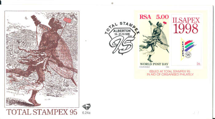 South Africa F.D.C.'s Miniature Sheets - 1998 - Ilsapex mini sheet cover 6.24a unaddressed .