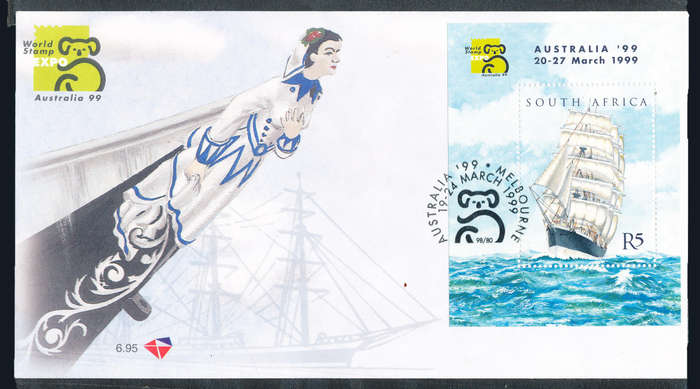 South Africa Official F.D.C.'s - 1999 - Australia Stamp SAPO - R5 m/sheet on CV . 6.95 . SACC 1192 .