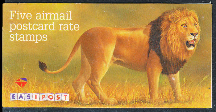 South Africa Stamp Booklets - 1996 - Big Five Booklets (R5) Lion Booklet of 5 airmail postcard stmps