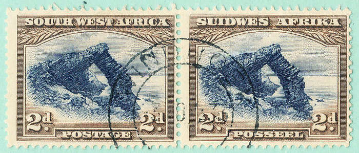 South West Africa - 1931 - Pictorial Defins - 2d horiz pair fine used . SACC 105 .
