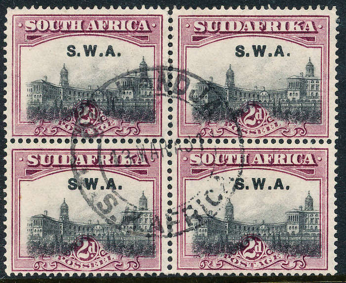 South West Africa - 1927 - 1930 - 2d grey & purple blk of 4 fine used . SG 83 .