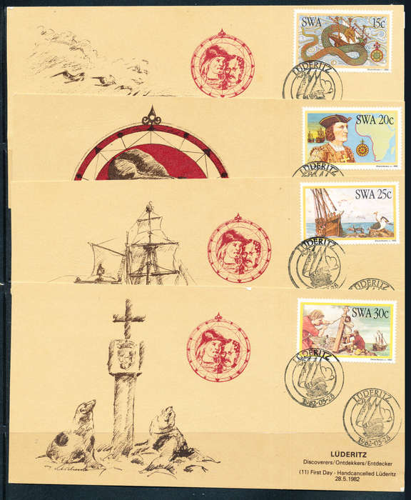 South West Africa Maxicards - 1982 - Discoveries of S.W.A. - set of 4 cards private issue . SW - 11