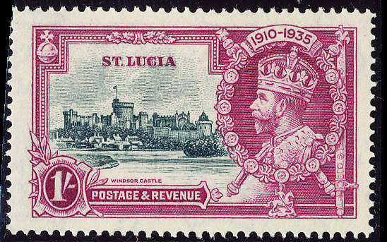 St. Lucia - 1935 - Silver Jubliee - 1s slate & purple mint unhinged . SG 112 .