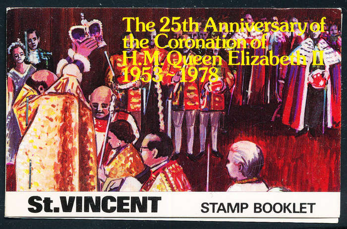 St. Vincent Stamp Booklets - 1978 - Coronation $9.30 booklet of 8 stamps 40c x2, 50c x2, $1.25 x2,