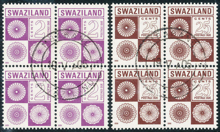 Swaziland Postage Dues - 1991 - (With imprint Date) - 2c purple, 25c red-brown fine used . D 23, 26