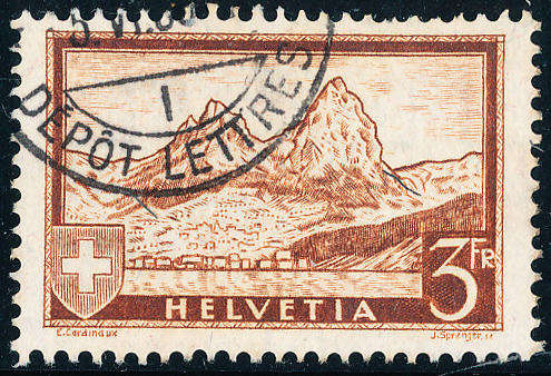 Switzerland - 1928-31 - The Mythen - 3F red-brown fine used . SG 335 .