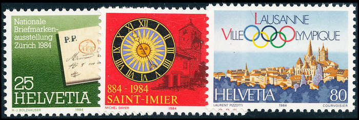 Switzerland - 1984 - Publicity Issue - set of 3 mint unhinged . SG 1065-1067 .