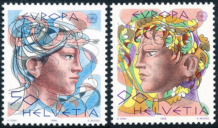 Switzerland - 1986 - Europa - set of 2 mint unhinged . SG 1096-1097 .