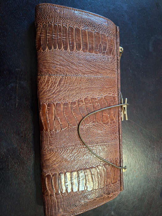 Vintage Cape Cobra Ostrich Leather Clutch Bag