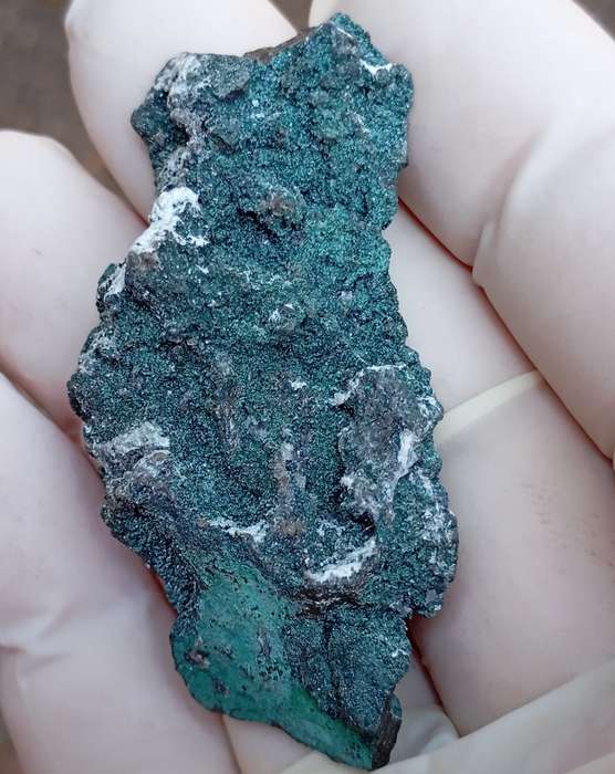 Malachite pyrite calcite - Tsumeb mine Namibia