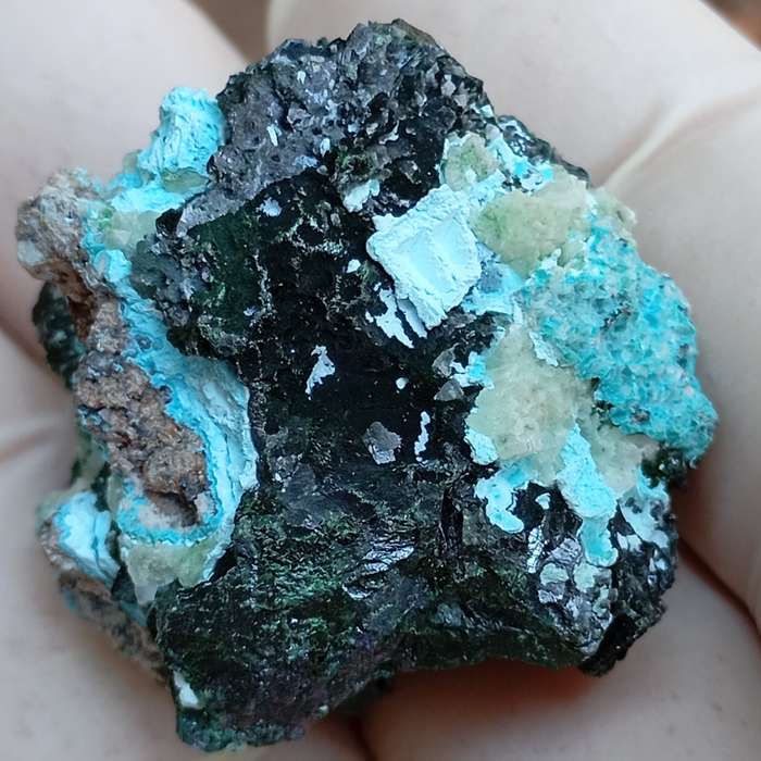 Kolwezite chrysocolla malachite calcite - Mashamba West mine DRC Congo