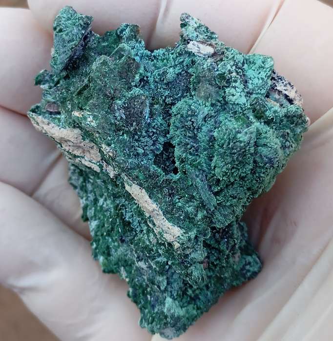 Malachite chrysocolla heterogenite quartz - Mashamba West mine DRC Congo