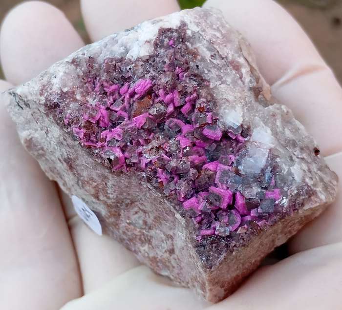 Cobaltoan calcite heterogenite malachite quartz - Mashamba West mine DRC Congo