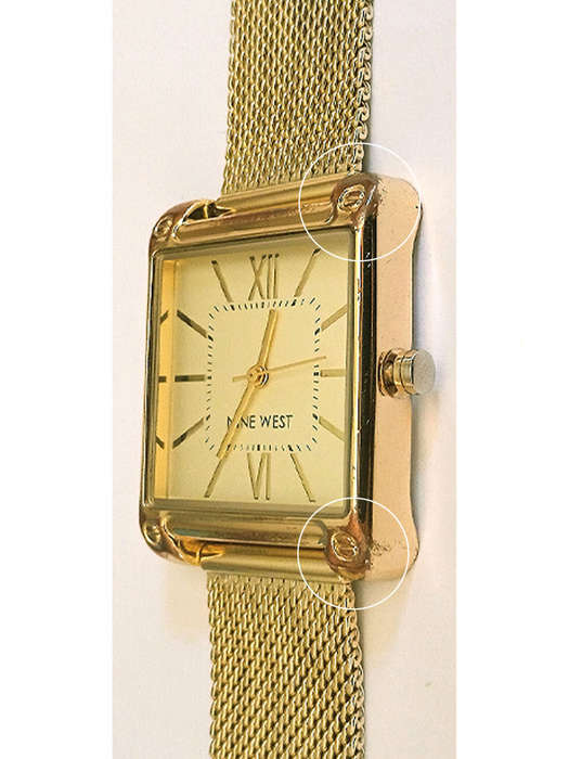 Nine West Womens Rectangular Faced Mesh Bracelet Watch Gold