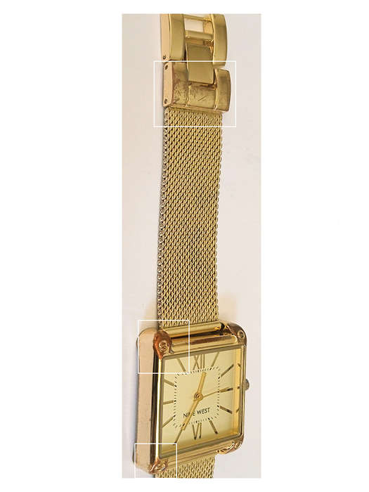 Nine West Womens Rectangular Faced Mesh Bracelet Watch Gold