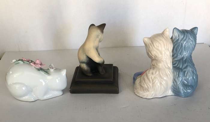 3 Assorted  Ceramic Cat Ornaments