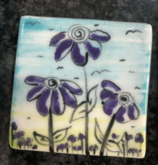 Handmade "Flowers" Mosaic  Tile Insert
