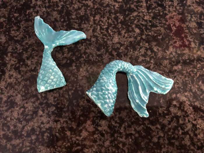 Handmade "Mermaid Tails" Mosaic  Tile Insert Set of 2
