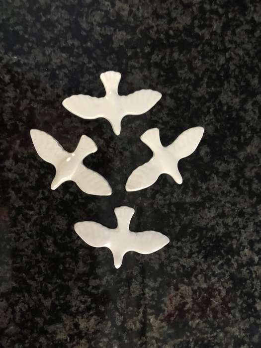 Handmade "Tiny Doves" Mosaic  Tile Insert Set of 4