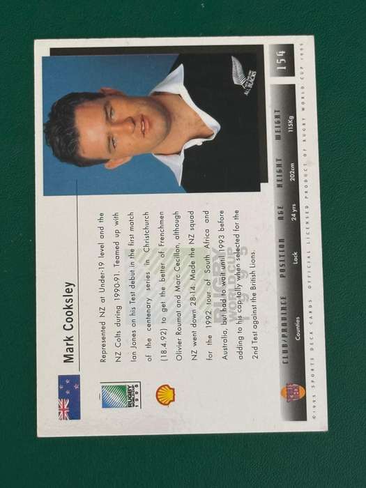 Rugby Card - *SIGNED* All Black Mark Cooksley Sports Deck Rugby Card