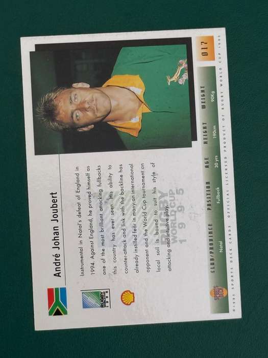 Rugby Card - *SIGNED* South-Africa Andre Joubert Sports Deck Rugby Card