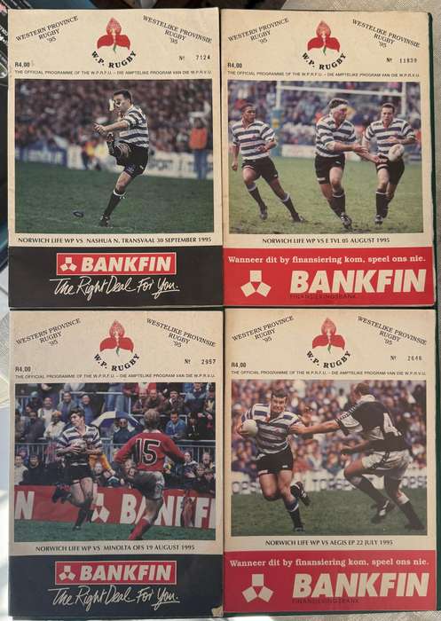Rugby Programme - Four (4) Western-Province Rugby Programmes (1995)