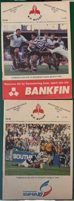 Rugby Programme - Two (2) Western-Province Rugby Programmes (1995)