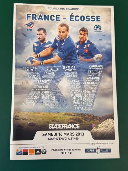 Rugby Programme - France vs Scotland 16/03/2013