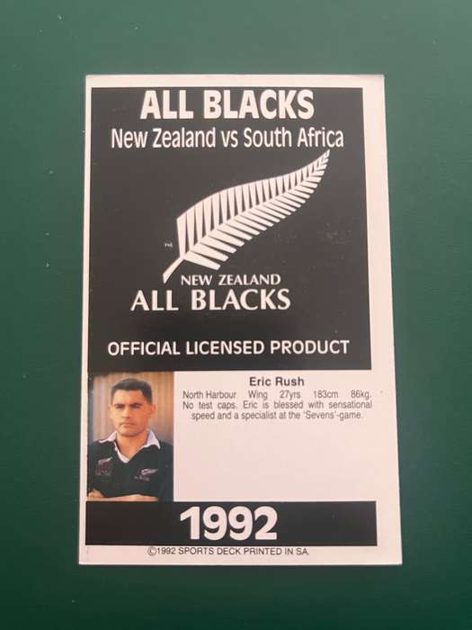 Rugby Card - 1992 Sports Deck : Eric Rush
