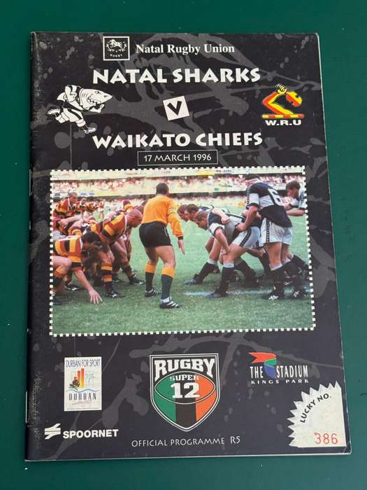 Rugby Programme - Natal Sharks vs Waikato Chiefs 17/03/1996