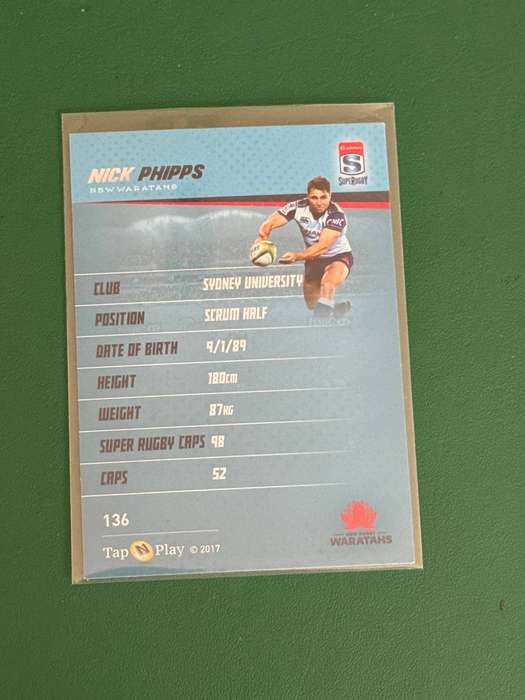 Rugby Card - *SIGNED* Nick Phipps 2017 Tap and Play Australian Rugby Card