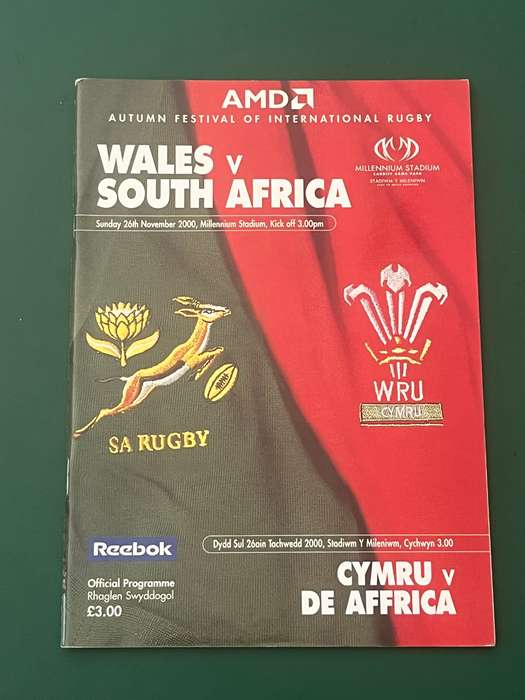 Rugby Programme - South-Africa vs Wales 26/11/2000