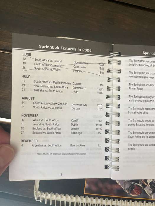 Rugby Book - Media Guide 2004 Springboks Incoming Tour and Tri-Nations