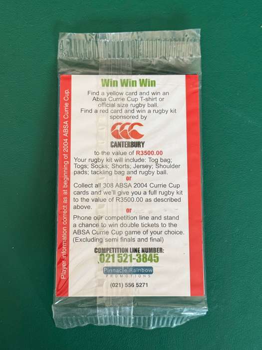 Rugby Card - Sealed/Unopened packet of 2004 Pinnacle Rugby Cards
