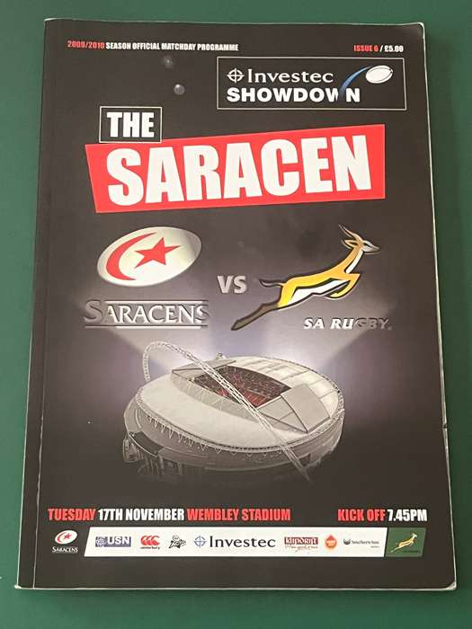 Rugby Programme - Springboks vs Saracens 17/11/2009