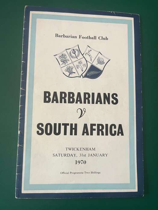 Rugby Programme - South-Africa vs Barbarians 31/01/1970 (Twickenham)