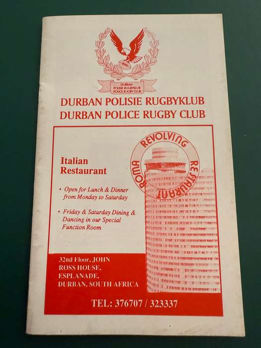 Rugby Itinerary - Durban Police Rugby Club 1996