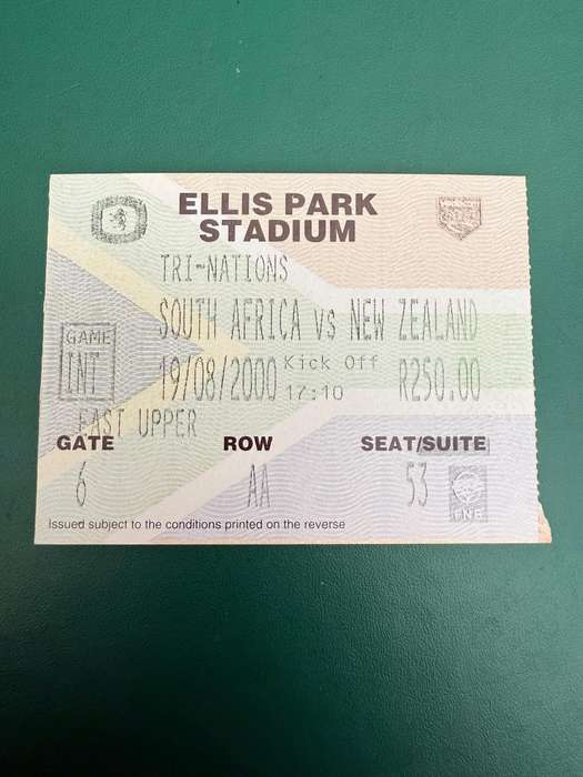 Rugby Ticket - South-Africa vs New Zealand All Blacks 19/08/2000