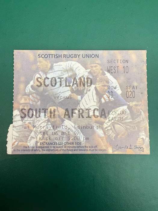 Rugby Ticket - Scotland vs South-Africa 06/12/1997