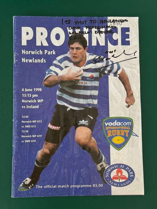 Rugby Programme -*TOUR* Western-Province vs Ireland 06/06/1998